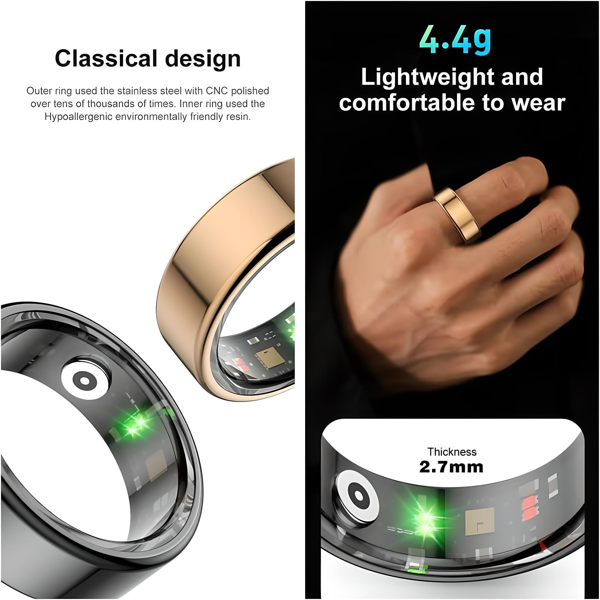 Lumio Smart Ring - 24/7 Activity & Sleep Tracker - Lumio®RLTCJYD201426250XCRose Gold7 (54.4 mm)Lumio Smart Ring - 24/7 Activity & Sleep Tracker